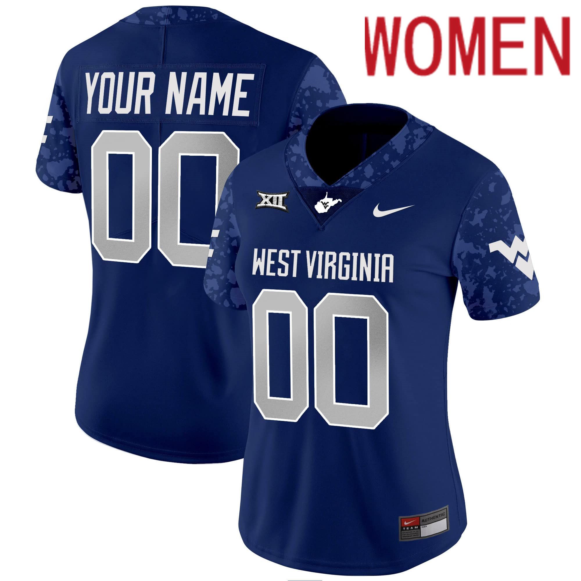Women West Virginia Mountaineers Blue 2024 Nike Vapor Limited Custom NCAA Jersey